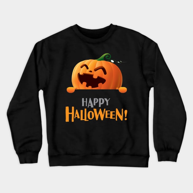 Pumpkin happy Halloween animated cartoon Crewneck Sweatshirt by nabilamustopa